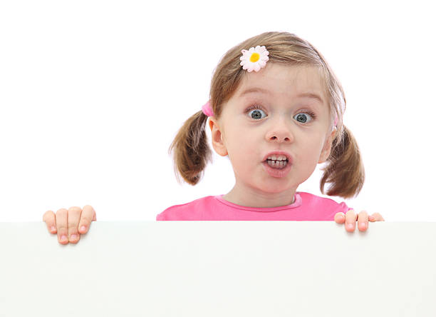 istock Little girl with white banner 147057297