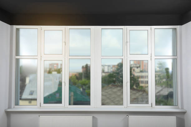 istock Beautiful view of cityscape through white windows 1470573215