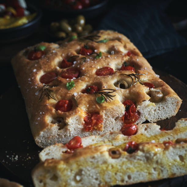istock Focaccia Bread with Tomatoes, Rosemary and Seasalt 1470574830