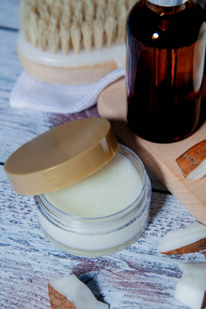 istock Solid coconut oil close-up for spa therapy and body care 1470575815