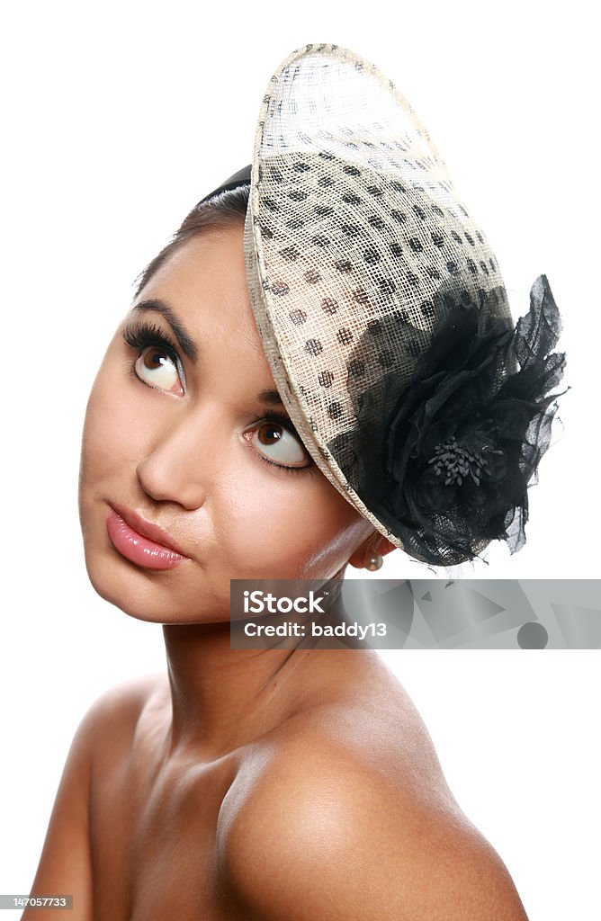 Menina com um chapéu vintage - Foto de stock de Adulto royalty-free