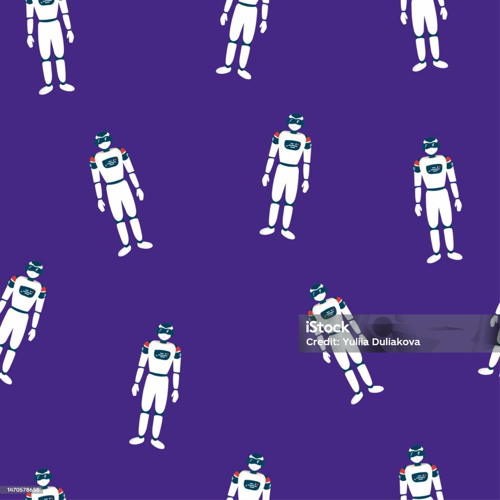 Pattern Robotics Graphics Seamless Robot Pattern Cartoon Vector Illustration Stock Illustration ...
