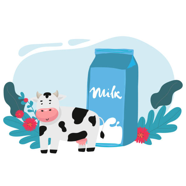 istock set cute milk product. milk ad template for product display. Milk pack mock-up on a farm island surrounded by white splashing liquid. 1470581281
