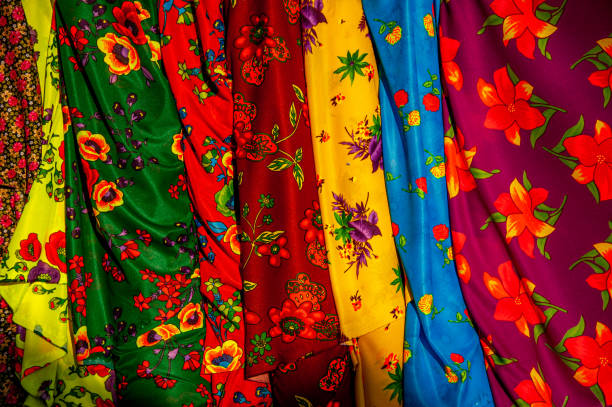 Colorful and patterned fabrics for traditional women's wear