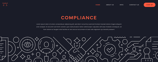 Compliance Web Banner Template with thin line icons.