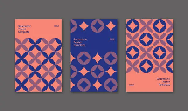 Vector illustration of Poster set design template with abstract geometric graphics — Opal System, IpsumCo Series