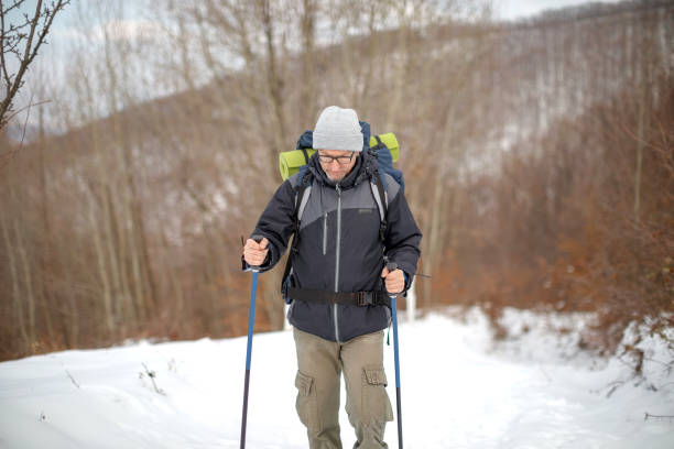istock Man hiking on snow 1470583946
