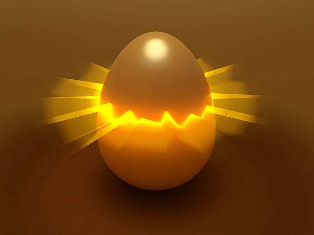 egg with light in fracture stock photo