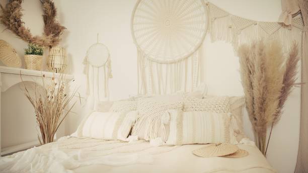istock Boho style interior. Close-up of the pillow and mandalas. 1470585957