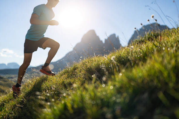 istock Man trail running on mountain: the Dolomites 1470587074