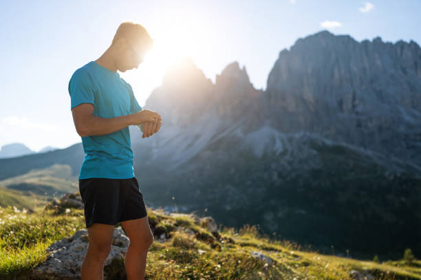 istock Man trail running on mountain: the Dolomites 1470587085
