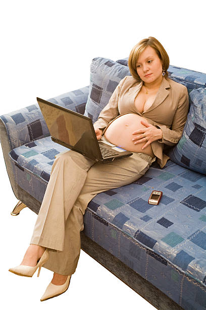 istock Young pregnancy woman at homework 147058918