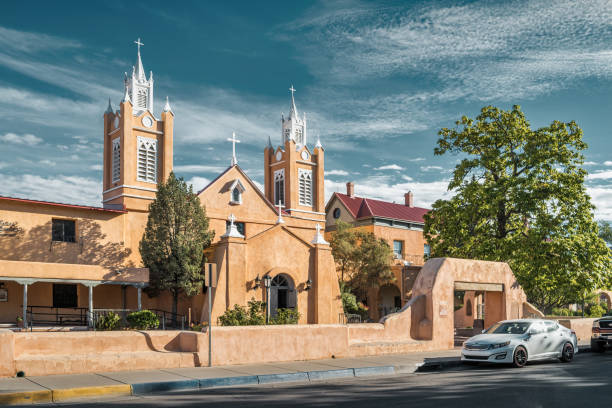 albuquerque new mexico usa chiesa della città vecchia - albuquerque catholicism church new mexico foto e immagini stock