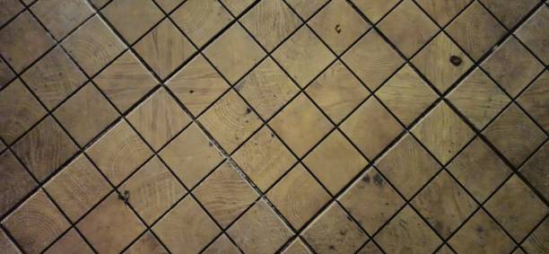 istock Floor texture with small ceramic tiles that look dirty 1470594793