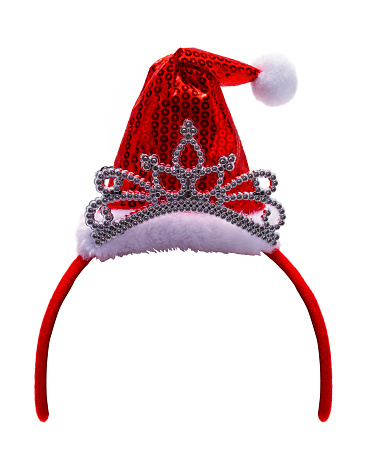 Santa Hat with Crown Cut Out on White.