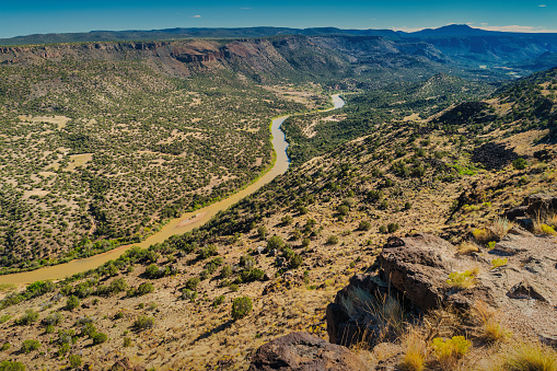 Rio Grande river from the White Rock Overlook at Los Alamos, near Santa Fe, New Mexico, USA