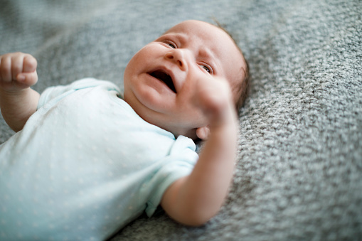 Newborn baby girl crying