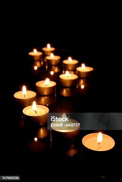 Burning Candles Stock Photo - Download Image Now - Black Color, Bright, Burning