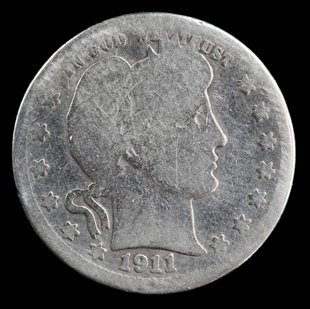 istock 1911 heavily worn Barber Liberty Head silver quarter. 1470604558