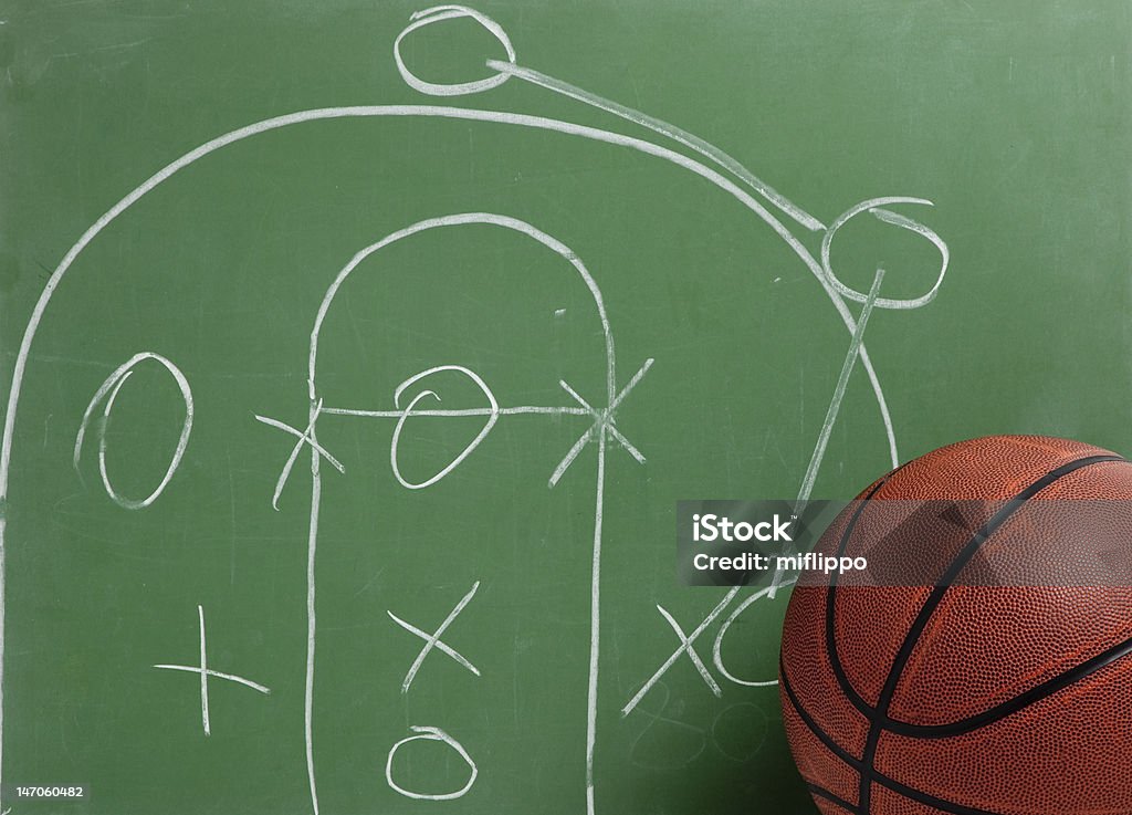Basketball Play A basketball play on a blackboard or chalkboard Basketball - Ball Stock Photo