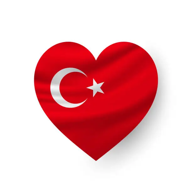 Vector illustration of Turkey heart flag. Vector