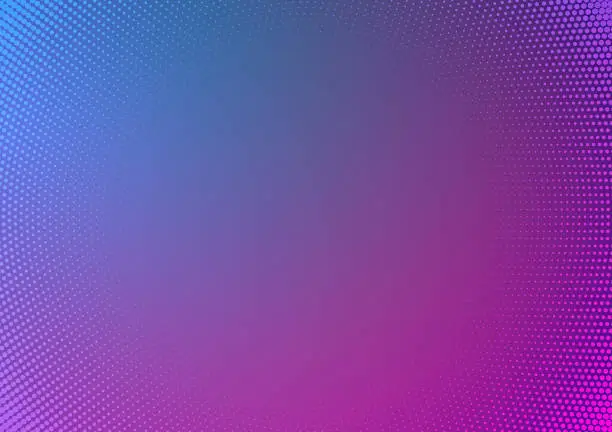 Vector illustration of Blue and pink half tone gradient border pattern background