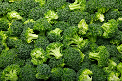 Fresh cut broccoli that makes a pattern