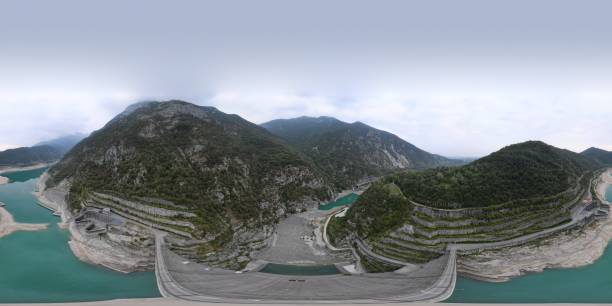 istock Aerial 360 Dam in Dolomites 1470608058