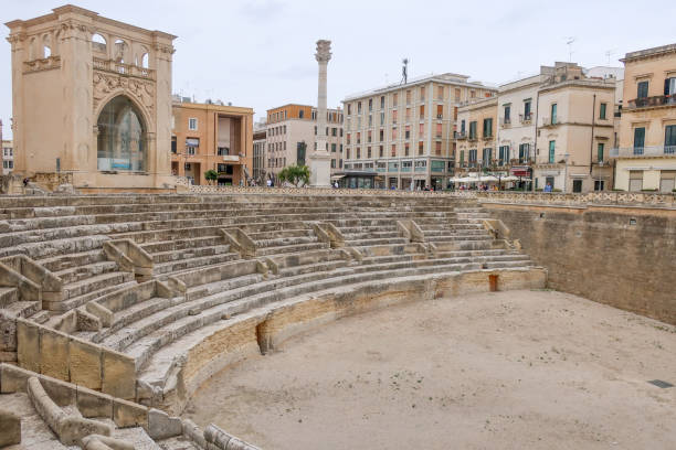 Small roman open space amphitheatre in the  city square Small roman open space amphitheatre in the  city square monopoli puglia stock pictures, royalty-free photos & images