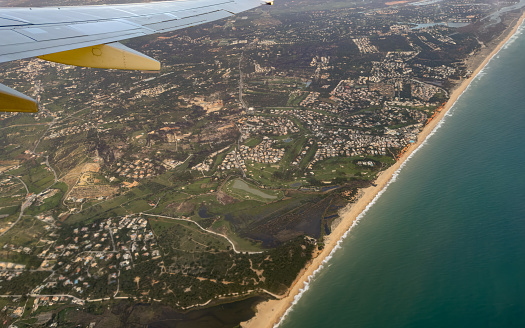 Aerial shot of a stretch of Portuguese coastline
