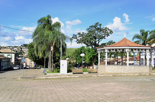 The bandstand and the city of Andrelândia in a sunny afternoon in Minas Gerais
