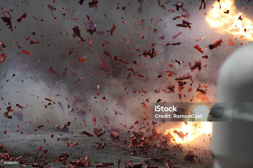 boom new years tradition of the pagara explosion Exploding Stock Photo