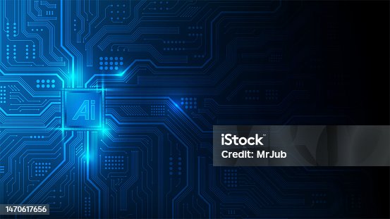 istock AI Artificial Intelligence chipset on circuit board in futuristic concept suitable for future technology artwork, Web Banner Abstract background, Vector illustration 1470617656