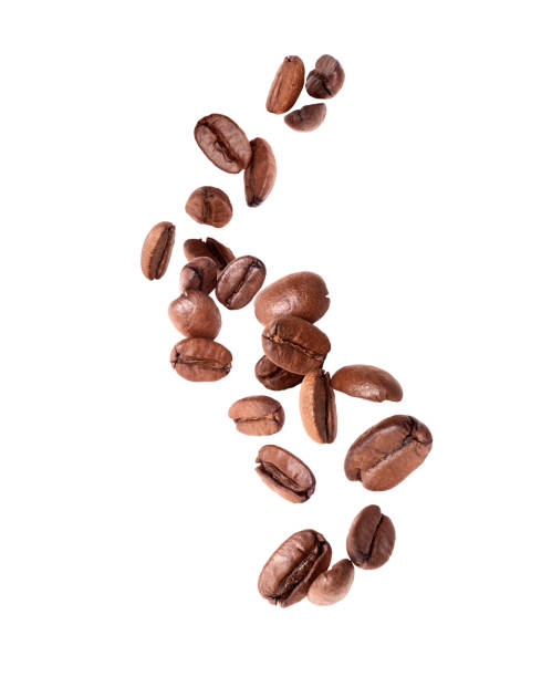 istock Coffee beans in the air close -up isolated on a white background 1470617704