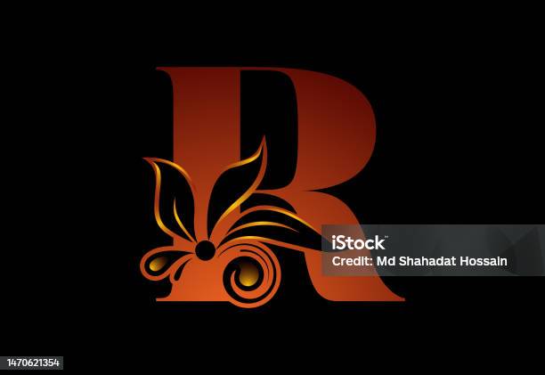 Letter R Botanic Floral Monogram Letter R Initial Alphabet With Botanical Elements ...