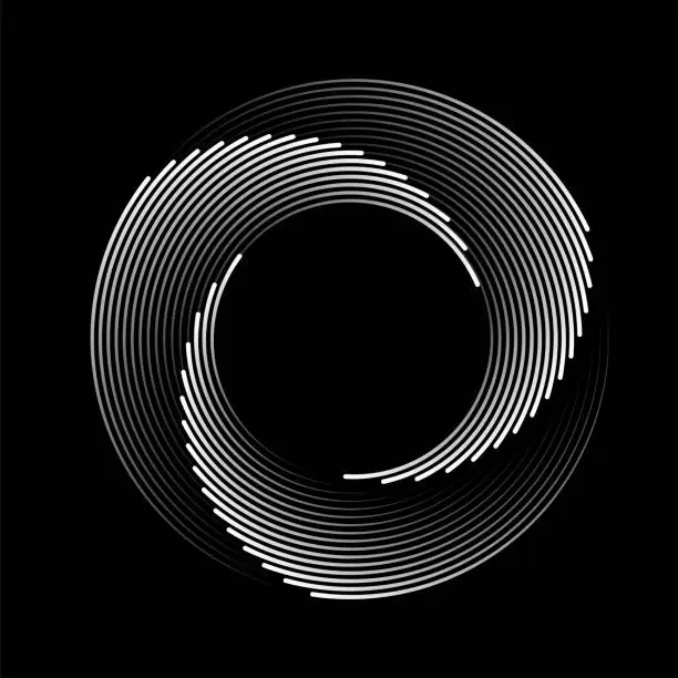 Vector illustration of abstract black and white vector illustration radial stripe gradient turning rays pattern