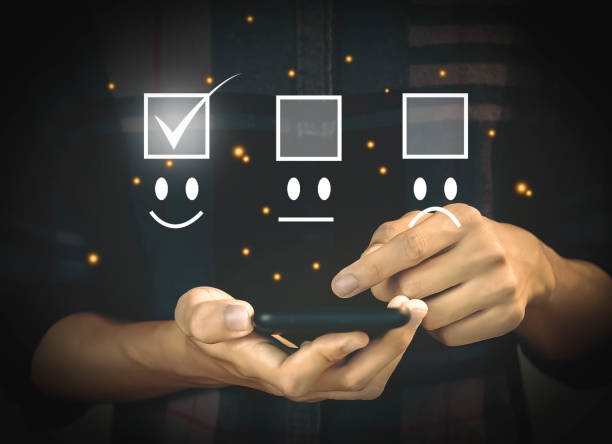 istock Satisfaction Concept Business services Touch Screen Happy Smile icon provides satisfaction in service. 1470627621