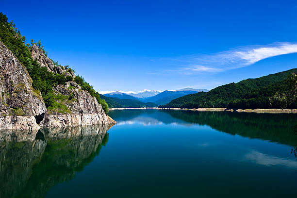 Mountains and lake stock photo