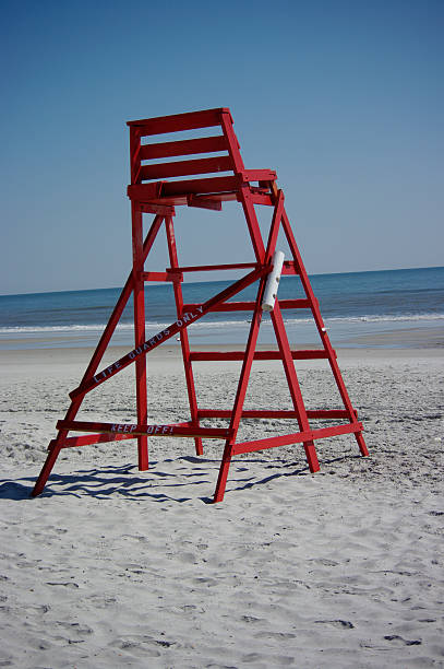 Lifeguard Chair on Beach stock photo