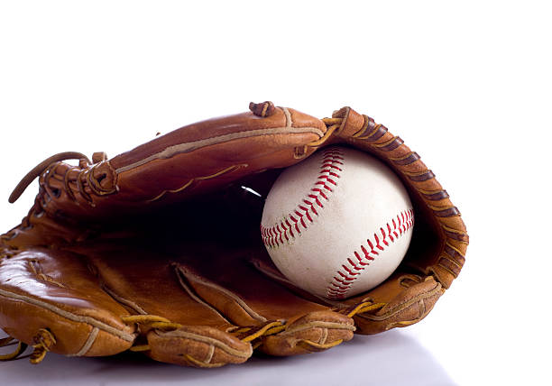 isolated shot of an old baseball glove