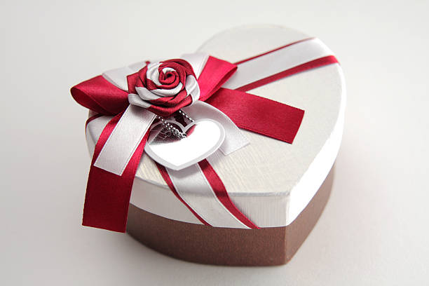 Heart shaped gift box stock photo