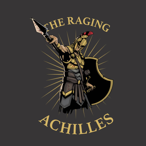 The Raging Achilles insignia style vector art illustration