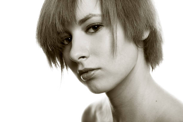 istock Pretty girl portrait on white 147063404