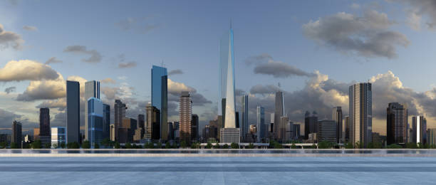 istock 3D rendering of a modern city with a beautiful view 1470636260