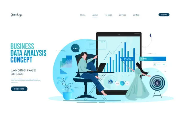 Vector illustration of Financial Digital Data Analysis and Strategic Planning