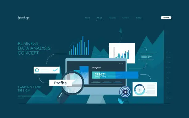 Vector illustration of Business Data Analysis Concept.