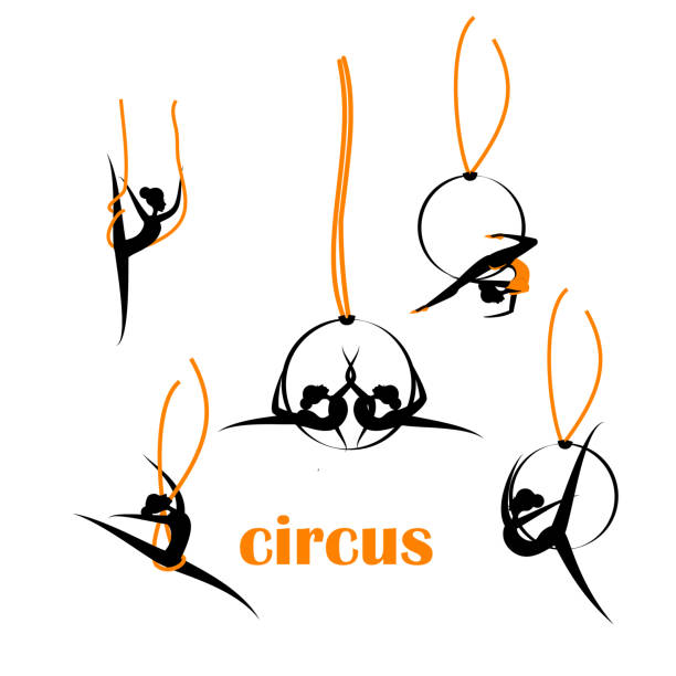 ilustrações de stock, clip art, desenhos animados e ícones de vector illustration of a circus gymnast on a hoop spinning. - the purfleet