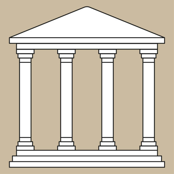 ilustrações, clipart, desenhos animados e ícones de telhado de colunas romanas. telhado de colunas romanas clássicas, ótimo design para qualquer finalidade. ilustração vetorial. - column greek culture roman architecture