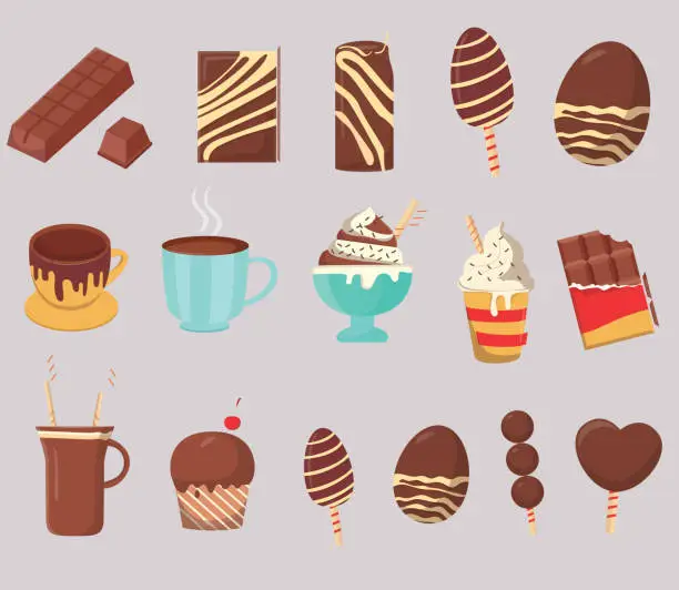 Vector illustration of Chocolate illustration elements collection