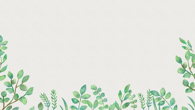 Cute framed animation of green leaves growing in a wispy pattern and swaying in the wind.